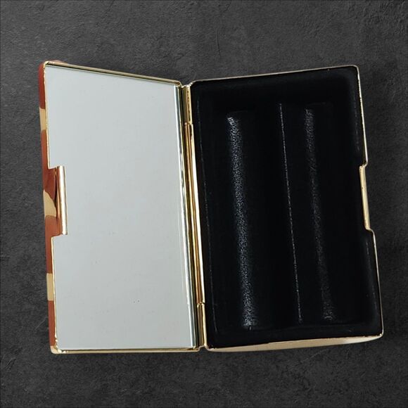 Vintage 1980s Vanity Set Art Deco Woman Compact & Lipstick Case NOS Glam Gold - Picture 11 of 16